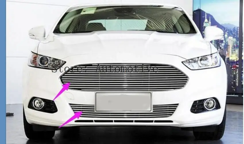 Stainless Steel Front Center Grille Grill Trims 2pcs for ford Fusion 2014 2015