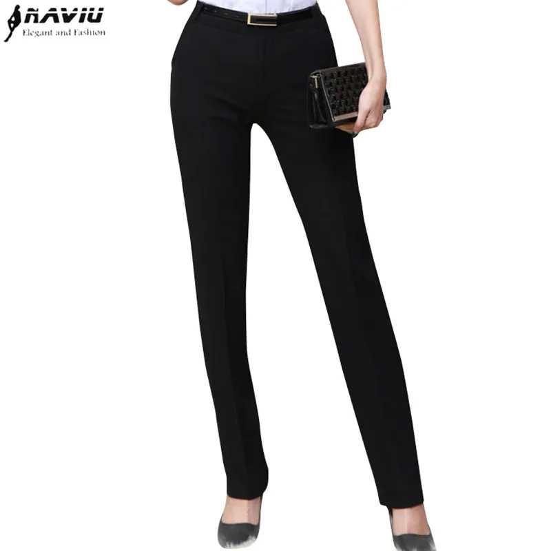 Naviu New Fashion Summer Thin Material Women Trousers OL Slim Mid Waist Pants Formal Pantalones De Mujer Straight Bottom