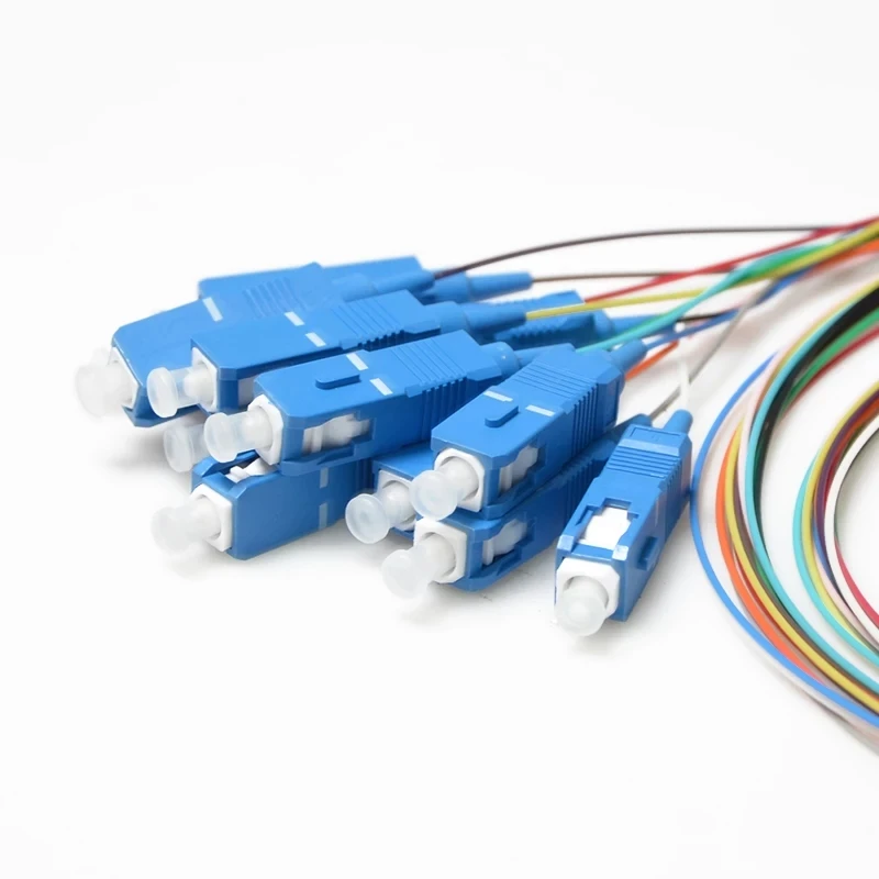 12 colorido sc trança 1m 1.2m 1.5mtr sm 9/125um 0.9mm cabo de fibra óptica ftth uma classe virola qualidade superior fornecimento de fábrica elink