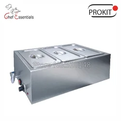 PKLH-165BT-3 Electric Bain Marie #201 stainless steel counter top food warming showcase commercial soup display 3 pans