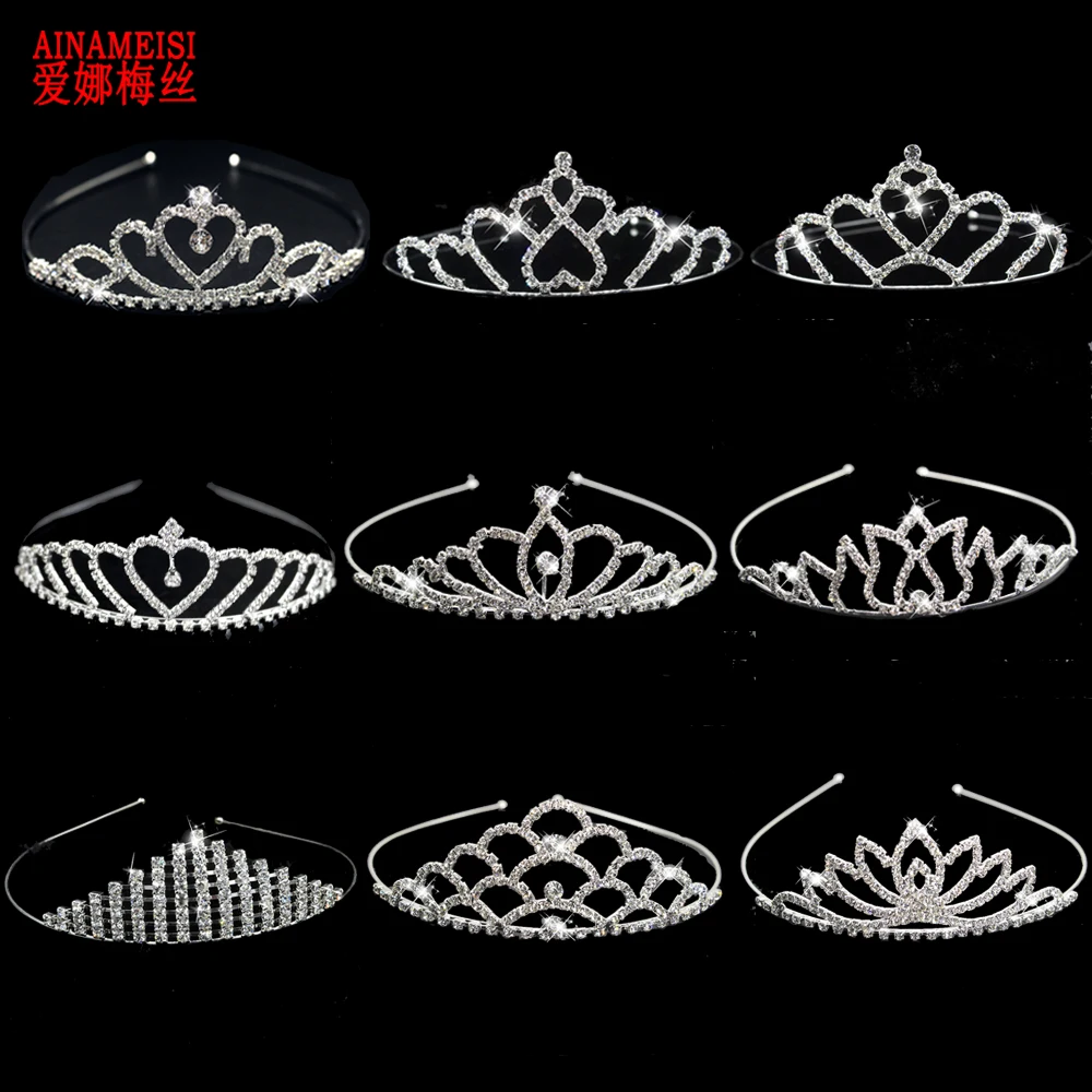 Cute Princess Tiaras and Crowns Crystal Headband For Girls Kid Bridal Prom Crown Wedding Party Accessiories Fashion Hair Jewelry