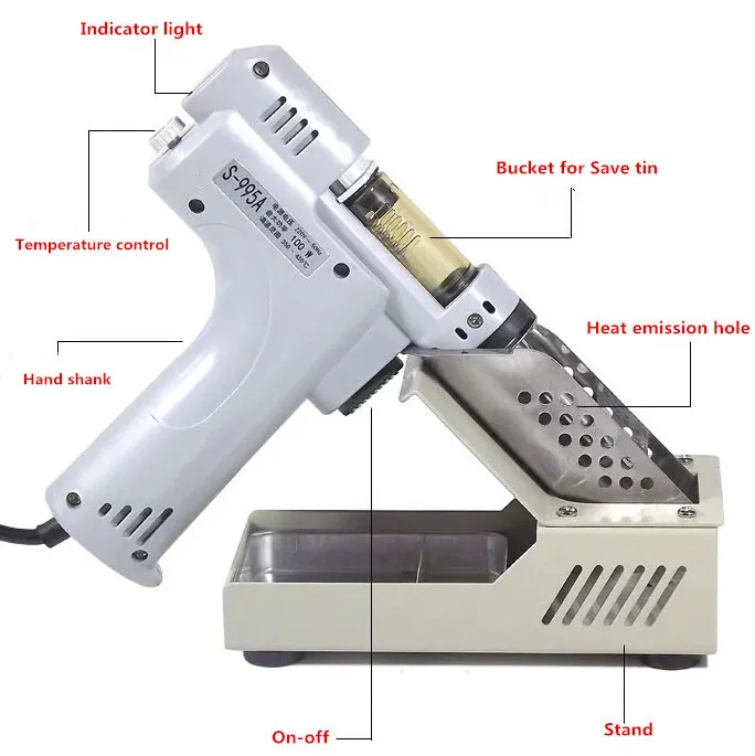 ปืนยิงปืนไฟฟ้าดูดซับปืน S-995A สูญญากาศ Desoldering Pump Solder Sucker ปืน 220 V 100 W De - solder ปืน