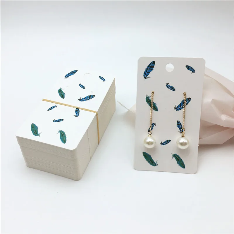 100Pcs 9x5cm Printed Hand Made With Love Jewelry Accessories Packaging Paper Card Fashion Eardrop Pendant display Card