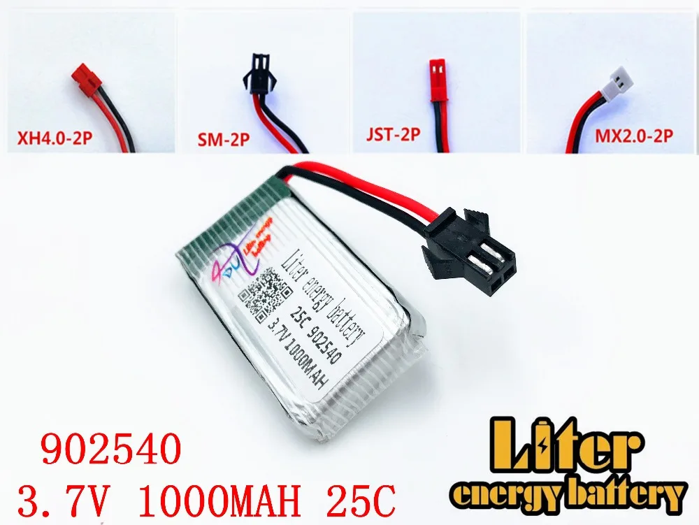 Batería Lipo de 3,7 V, 1000mAh, 25c, 902540 para Syma X5 X5HC X5HW CX-30 K60 RC Quadcopter, pieza de repuesto para Dron de la mejor calidad