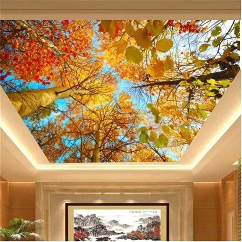 beibehang photo wallpaper Custom mural Autumn leaves nature landscape sun background wallpaper ceiling 3d mural wallpaper