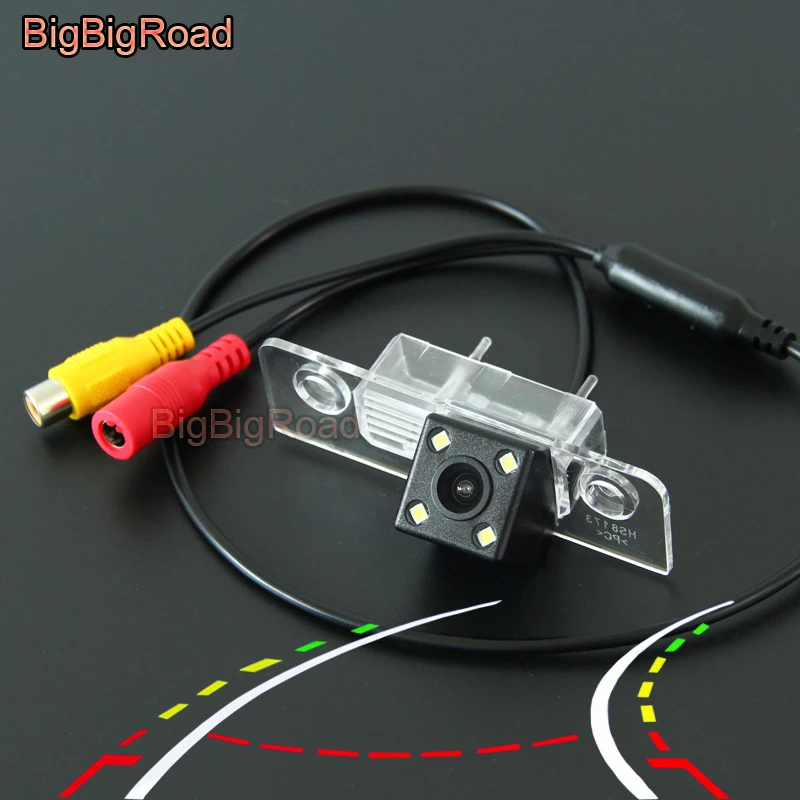 BigBigRoad Car Intelligent Dynamic Trajectory Tracks Rear View Camera For Skoda Octavia 2008 - 2013 / Ford Mustang GT / CS