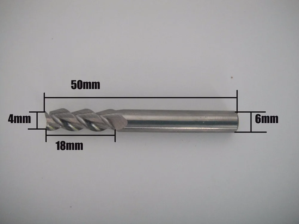 Brocas de corte de aluminio, herramientas de fresado cnc, materiales de carburo, 3 flautas, 6x4x18mm