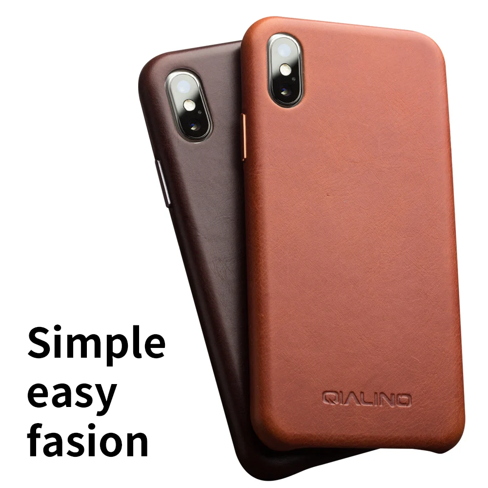 QIALINO Genuine Leather Phone Sleeve Case for iPhone Xs Max Luxury Business Thin Holster Back Cover for iPhoneXs max 6.5 inch