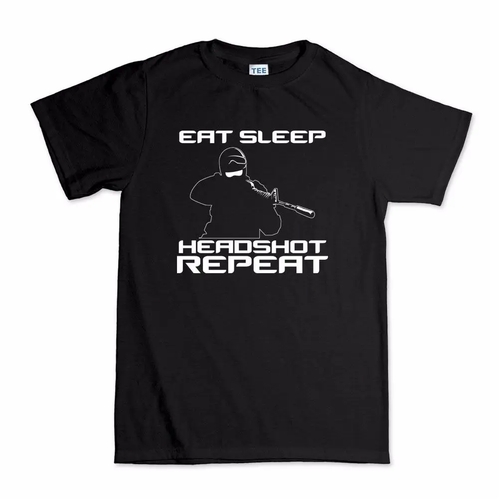 2019 Newest Fashion Eat Sleep Headshot Repeat American Snipers AR-15 AK47 T Shirt O-Neck Hipster Tshirts