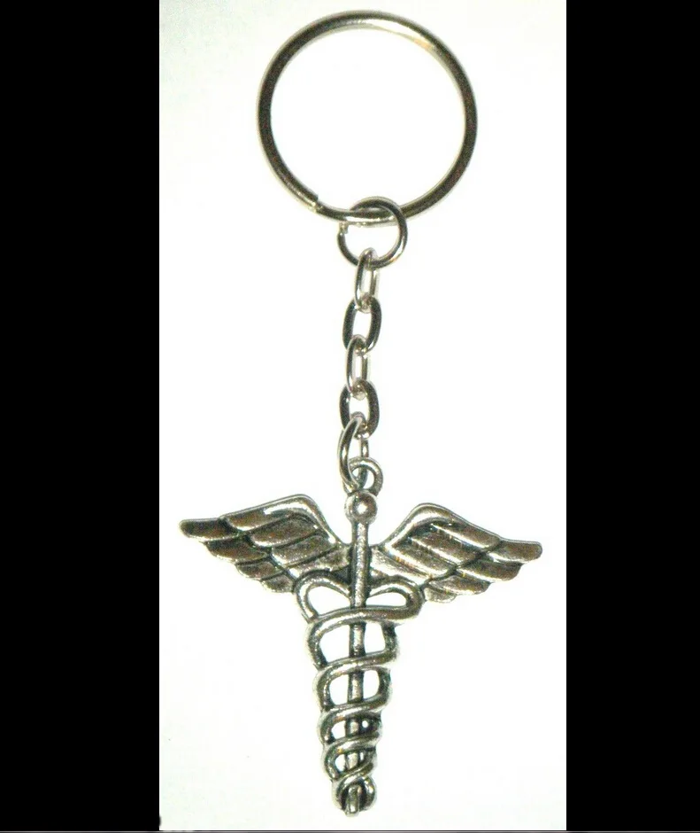 Fashion Jewelry Vintage Greek Symbol/Caduceus Charm Fit Keyrings Religious Key Ring Gift Accessories 20pcs D237