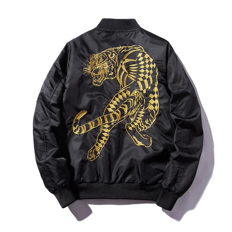 New Bomber Mns Jackets Embroidery Golden&white tiger Jacket Mens MA1 Pilot Bomber Jacket Male Embroidered Thin Coats