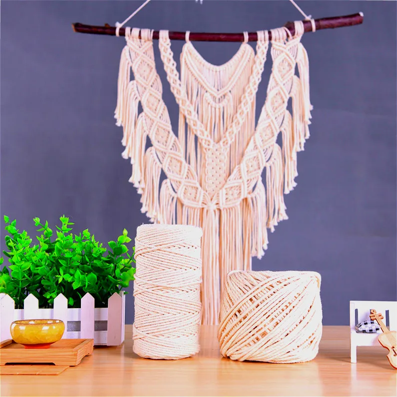 Beige Cotton Twisted Cord Rope DIY Home Textile Wedding Craft Macrame String Handmade Decorative Accessories 1/2/3/5/6/8mm