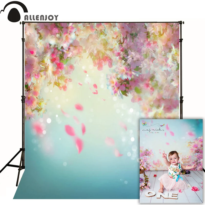 

Allenjoy newborn photography backdrop flower spring bokeh watercolor background photo studio baby shower child nature photocall