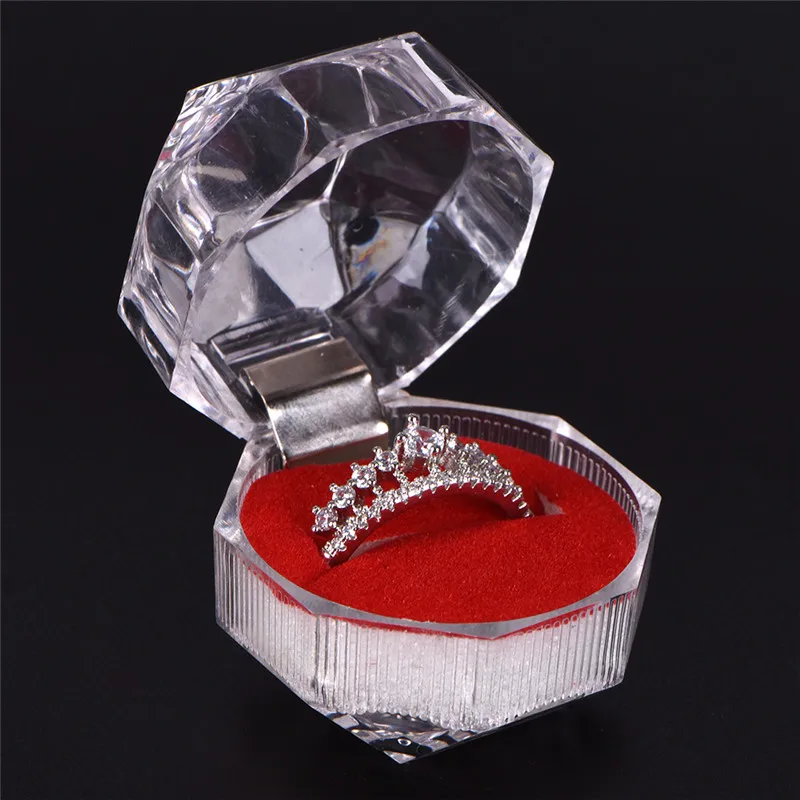 3.5*3.5cm Display Transparent Carrying Cases For Ring Gift Red/White/Black Ring Box For Jewellery Packing