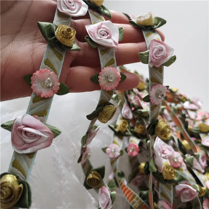 LASUI 5 yards=1 lot Exquisite Ribbon 3D flowers embroidery lace DIY personality wedding veil jewelry accessories 0338