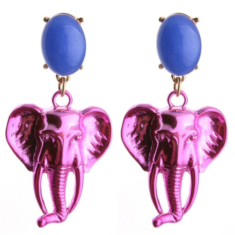 NeeFu WoFu Natural Stone Drop Earrings Elephant Earring Lion Head Big Earring For Woman Large Long Brinco Ear Oorbellen Gift