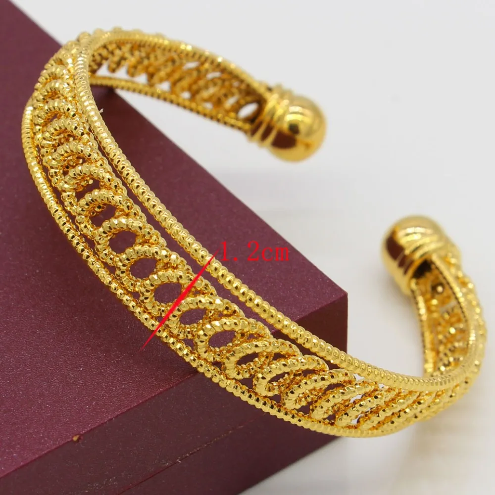 Adixyn Width 12mm Dubai Gold Bangles Women Men Gold Color Bangles&Bracelets African/Ethiopian/Arab/Kenya Wedding Gifts