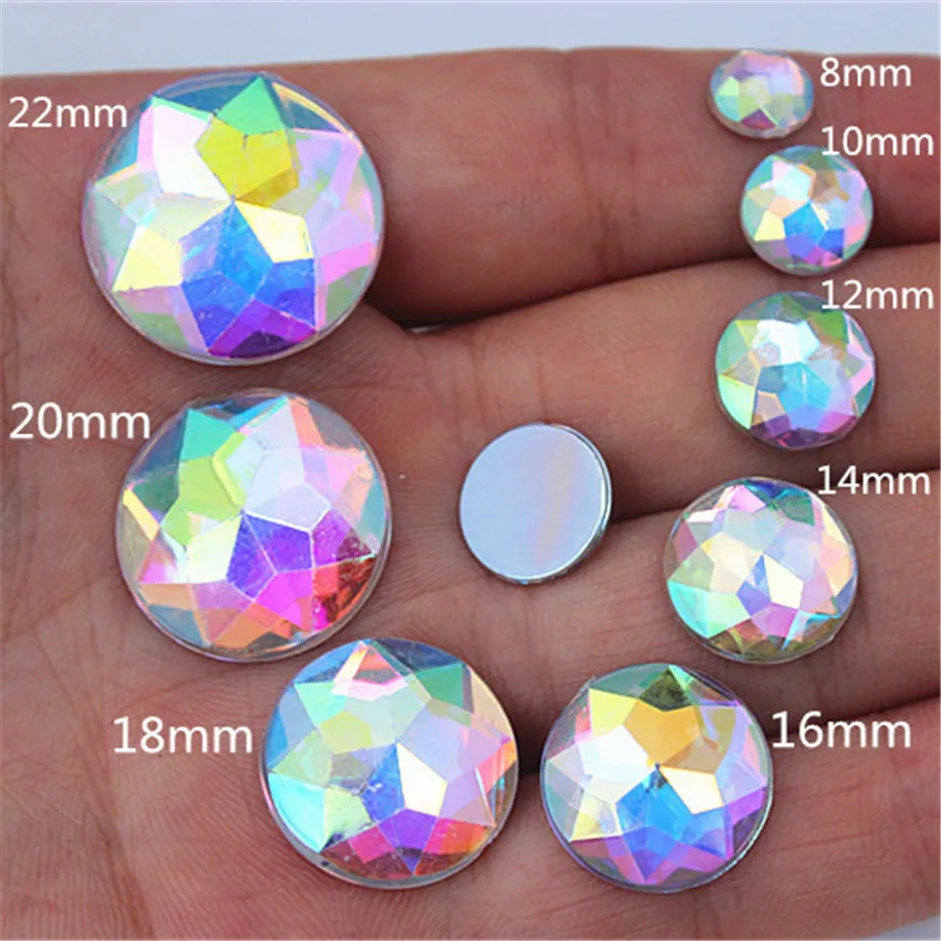 Flat Back Acrylic AB Rhinestones In A Variety Of And Sizes Round AB Stones For Face Decorations Face Gems DIY Garment Trim WC721