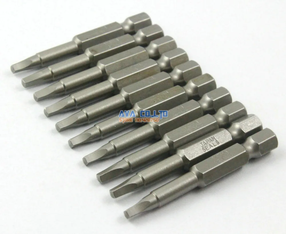 10 Pieces Magnetic 2.4x2.4mm Square Head Screwdriver Bit S2 Steel 1/4