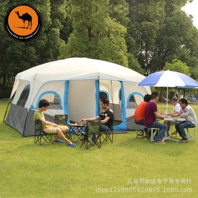 Ultralarge Double Layer 6-12 Person Use Waterproof Windproof Outdoor Camping Self-Driving Large Gazebo Sun Shelter