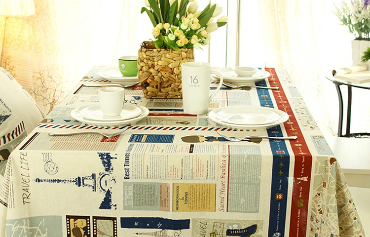 European Tour of Paris English table cloth customize table covers English letter decor spring country style tablecloth