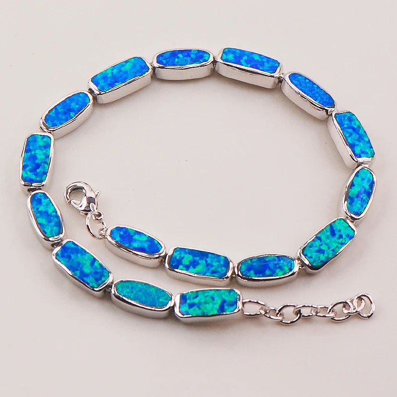 Free Shipping Blue Fire Opal 925 Sterling Silver   Bracelet 7.5\