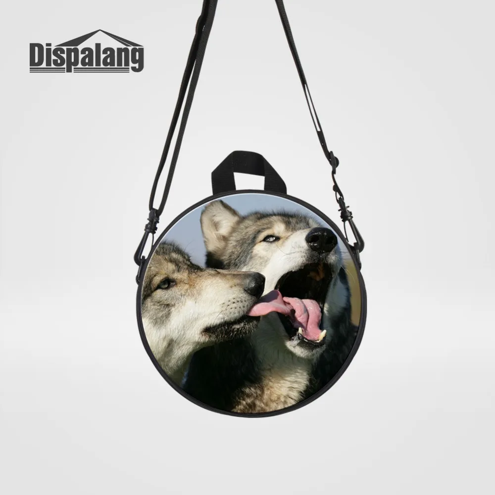 

Dispalang Animals Wolf Print Backpacks Mini Round Bags Kids Shoulder Bags for Children Mochila Best Gifts Kindergarten Bookbag