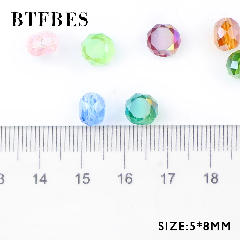 BTFBES Bread Shape Flat Round Austrian Crystal Beads 50pcs 5*8mm Top Quality Matte Glass Loose Beads For Jewelry Making Bracele