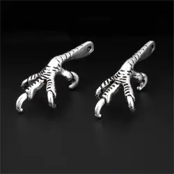 10Pcs  Silver Color Eagle Claw Charms Animal Paw Pendant Making Metal Choke Necklaces Handmade Jewelry Supplied 33X16mm A3295