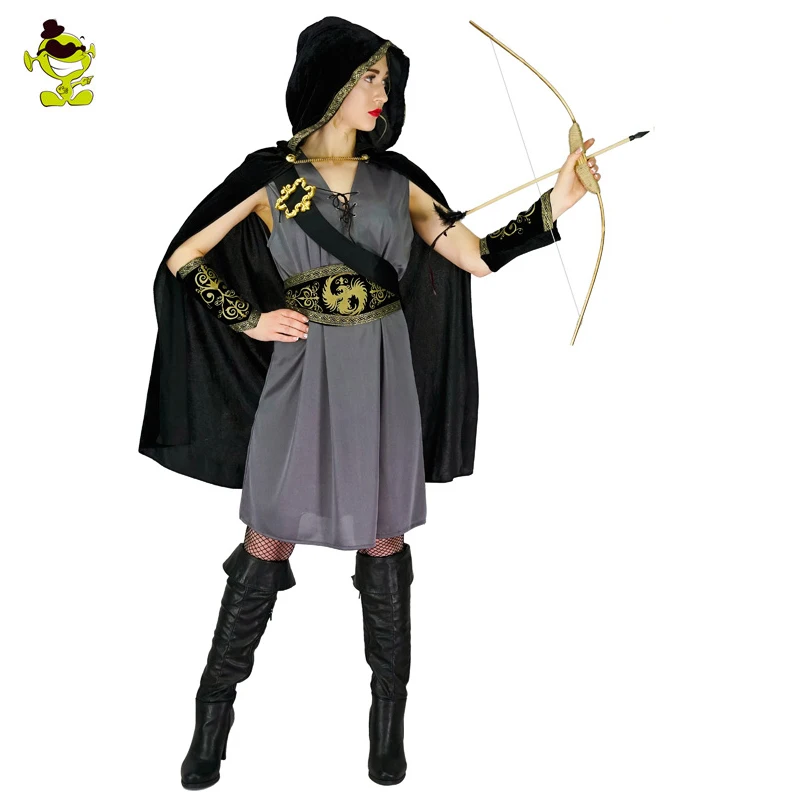 Purim férias huntress trajes novas das mulheres legal festa de halloween cosplay festa fantasia vestido feminino huntress trajes