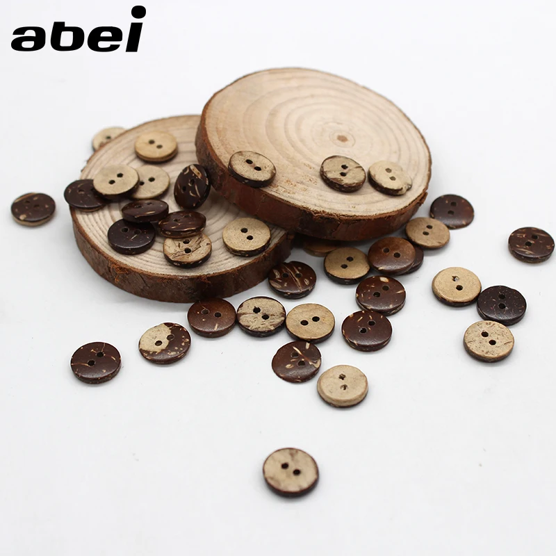 100pcs/lot 11mm Natural Coconut Buttons Diy Sewing Garment Accessories Wooden Flatback button for Scrapbooking Decoration