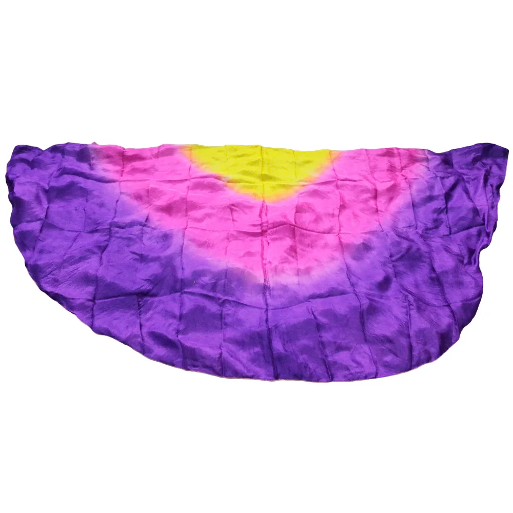 High Quality Dance veils Handmade Natural Silk Belly Dance Veils  Dance Props Silk Semicircle Veils yellow rose purple