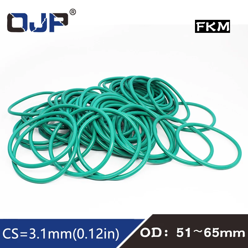 1PC Rubber Ring Green FKM O ring Seal 3.1mm Thickness OD51/52/53/55/56/58/60/61/62/63/65mm Rubber ORings Seal Oil Ring Gasket