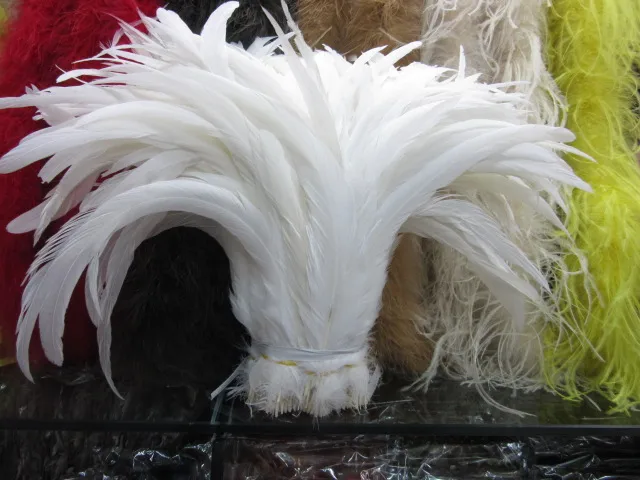 

Wholesale 50 pcs beautiful pure white cock tail feathers length 14-16 inch /35-40 cm free shipping