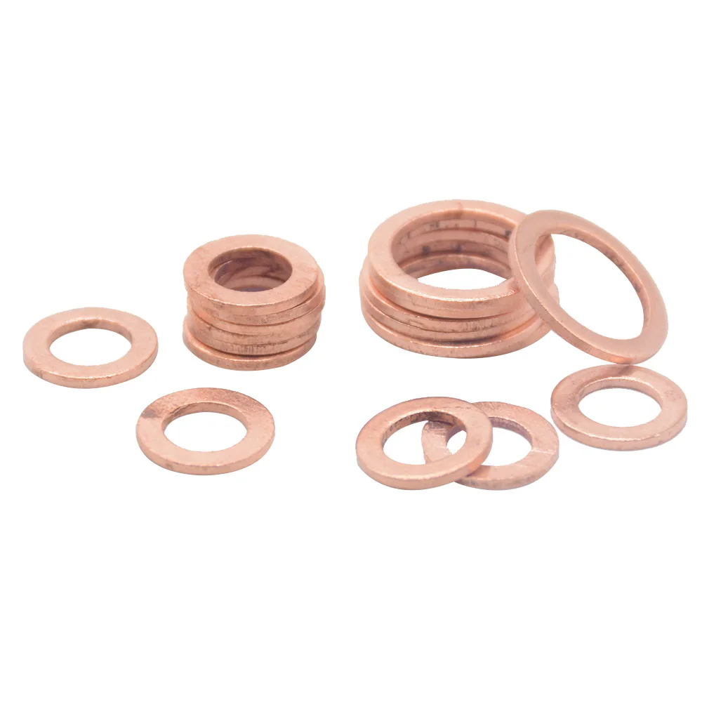 10PCS Solid Copper Washer Flat Ring Gasket Sump Plug Oil Seal Fittings 10*14*1MM Fastener Hardware Accessories 10x14x1MM