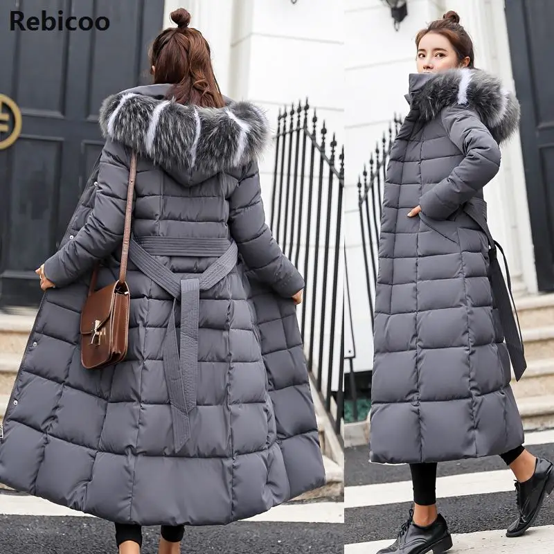 Cotton Hot Sale Solid Full Pockets Zippers Female Long Coat  New Slim Parka Padded Jacket Winter Thick Warm Windbreaker