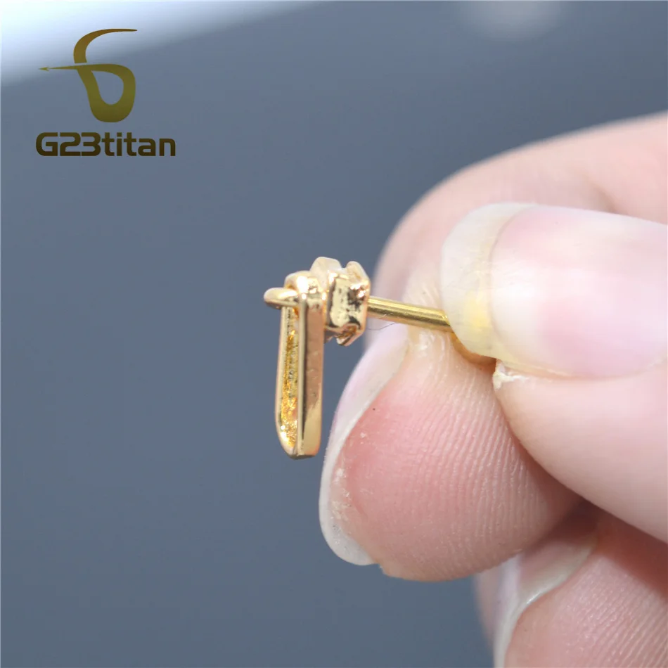 Fashion Zipper Dangle Ear Stud 16G 6mm Stainless Steel Piercing Ring Cartilage Tragus Lobe Helix Earring Gothic Women Jewelry