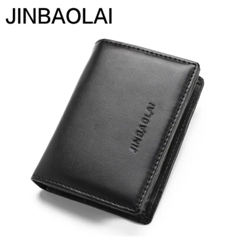 JINBAOLAI Fashion PU Leather portafoglio da uomo pacchetto di biglietti da visita porta carte di credito maschile portamonete Set di carte portafoglio regalo per uomo