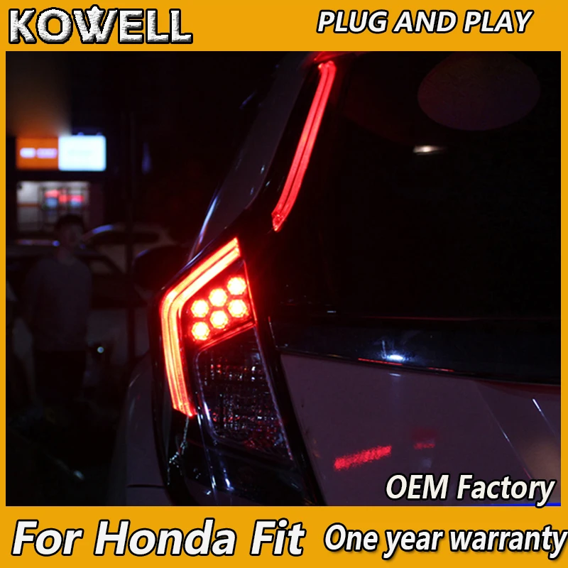 KOWELL Car Styling For Honda Fit GK5 GK 5 Taillight 2014-2017 Of RS Style Tail Light Bar DRL Brake Yellow Turning Reverse Rear