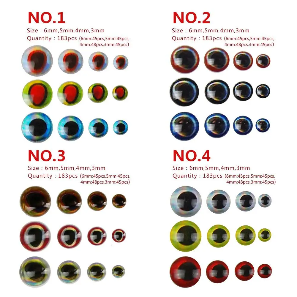 549Pcs 3mm 4mm 5mm 6mm 3D Fishing Lure Eyes Mixed Color Fly Tying Material Holographic Eye Fishing Accessories Sticker