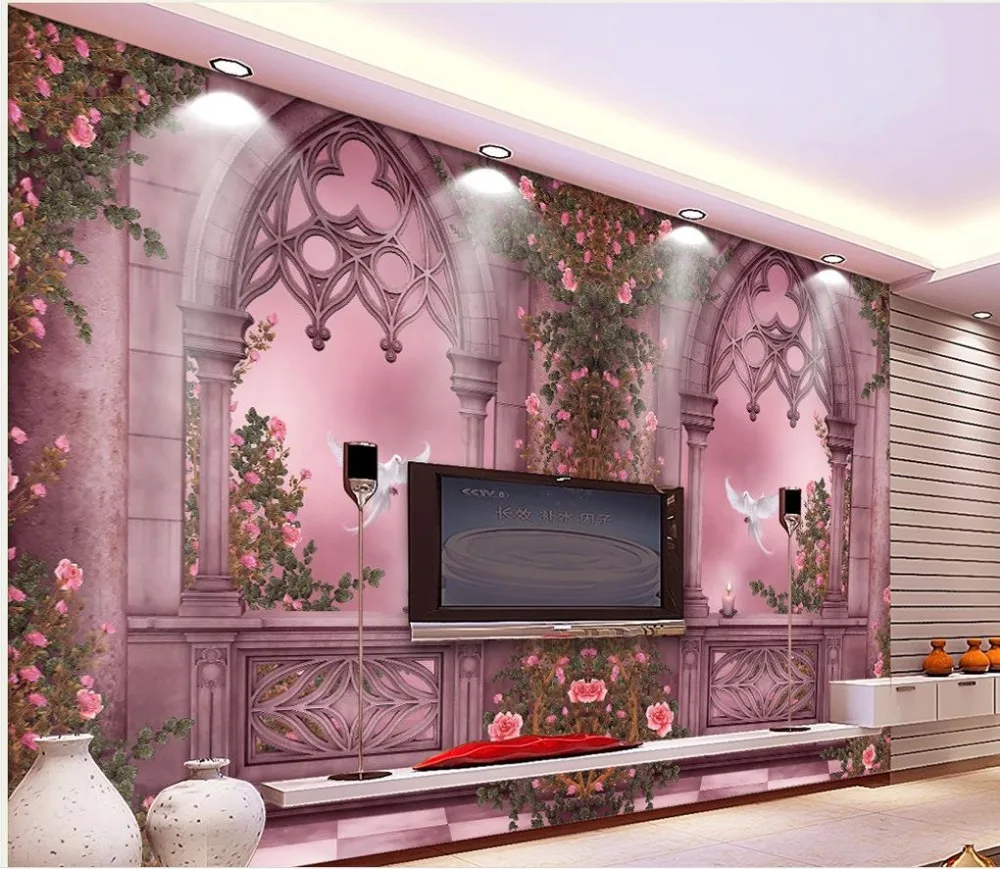 

3d mural wallpaper Romantic Rose Garden windowsill background 3d stereoscopic wallpaper