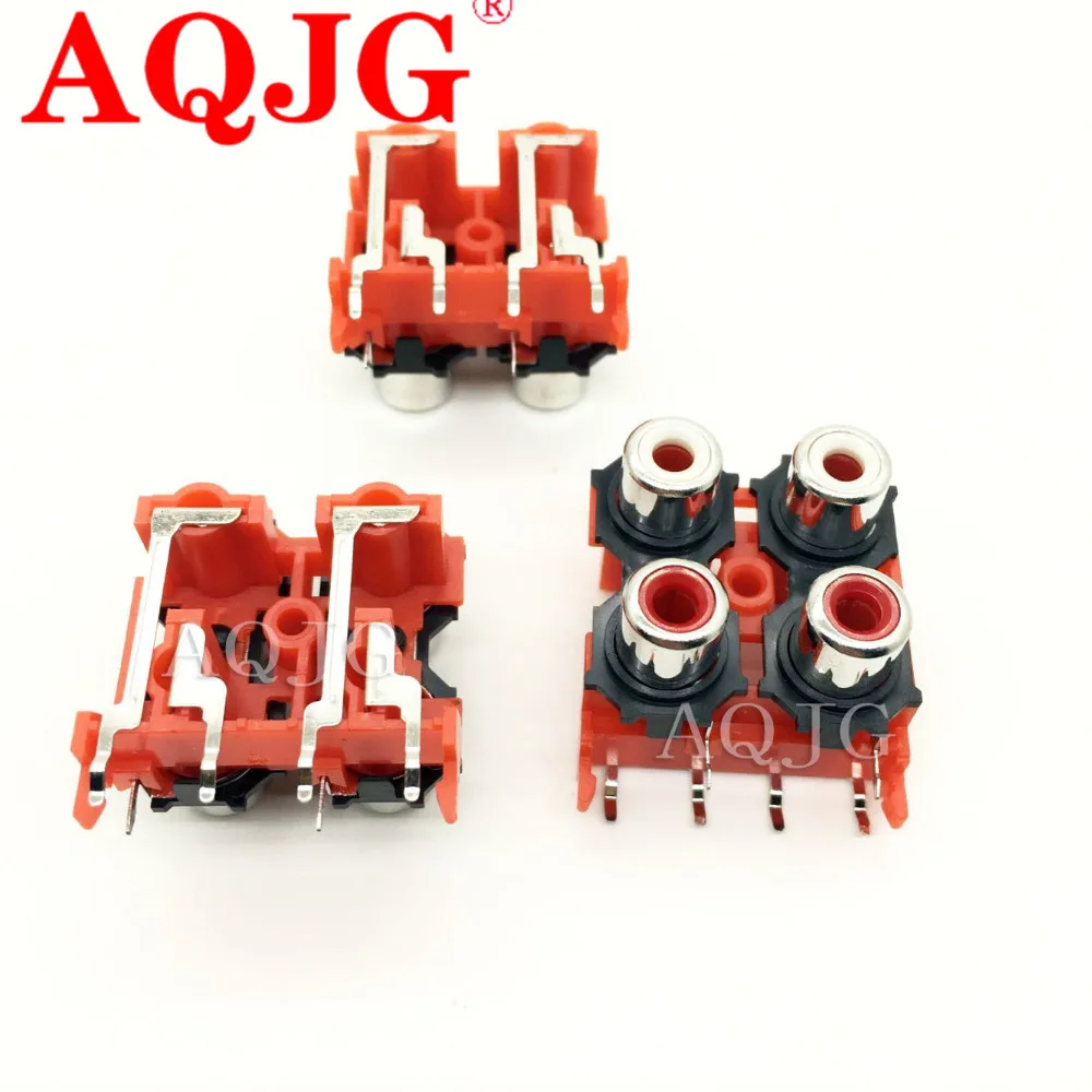RCA Core Socket 4 Hole STB TV Plug AV JACK RCA Socket Input Audio And Video Socket AV4-8.4-13 1PCS