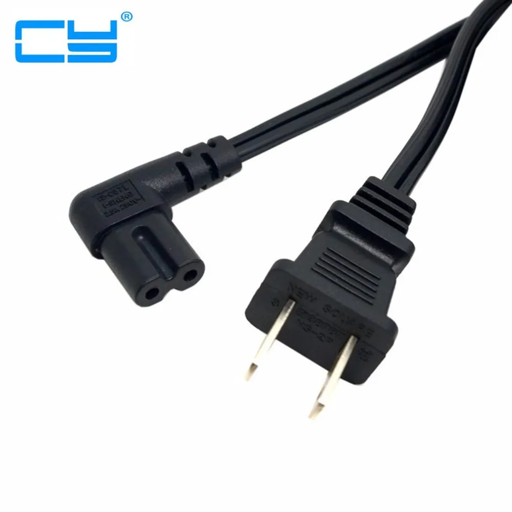 

5PCS USA 2pin Male to 90 Degree Right Angled IEC 320 IEC320 C7 Power Supply Cord cable 1M 100cm 3ft