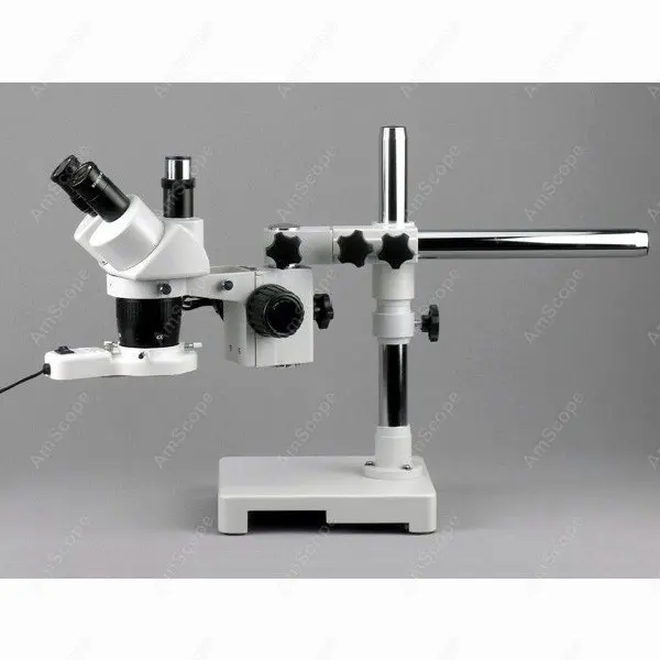 Stereo Boom Microscope-AmScope Supplies 20X & 40X Stereo Boom Microscope + Fluorescent Light + 5MP Camera