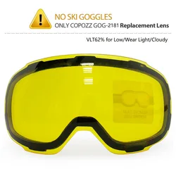 COPOZZ Original GOG-2181 Lens Yellow Graced Magnetic Lens for Ski Goggles Anti-fog UV400 Spherical Ski Glasses Night Skiing Lens