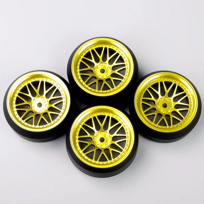 4Pcs/Set 1/10 Scale RC Drift Tires and Wheel Rims with 6mm Offset and 12mm Hex fit Car Model Toys Accessory