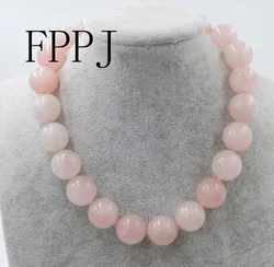pink quartz round 14mm necklace wholesale beads nature FPPJ rose quartz