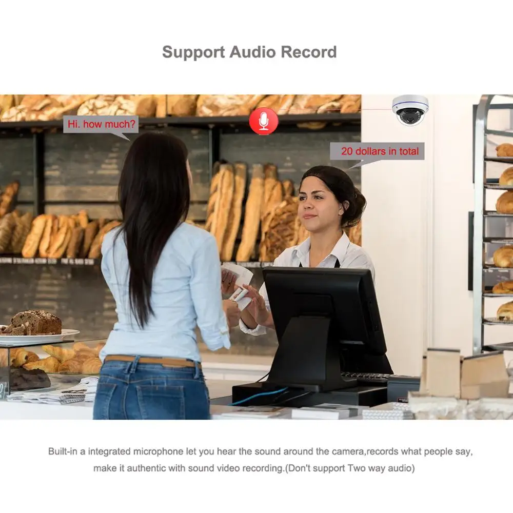 Камера видеонаблюдения AZISHN H.265 +, 8 каналов, 5 МП, POE, NVR, 5 МП, IP