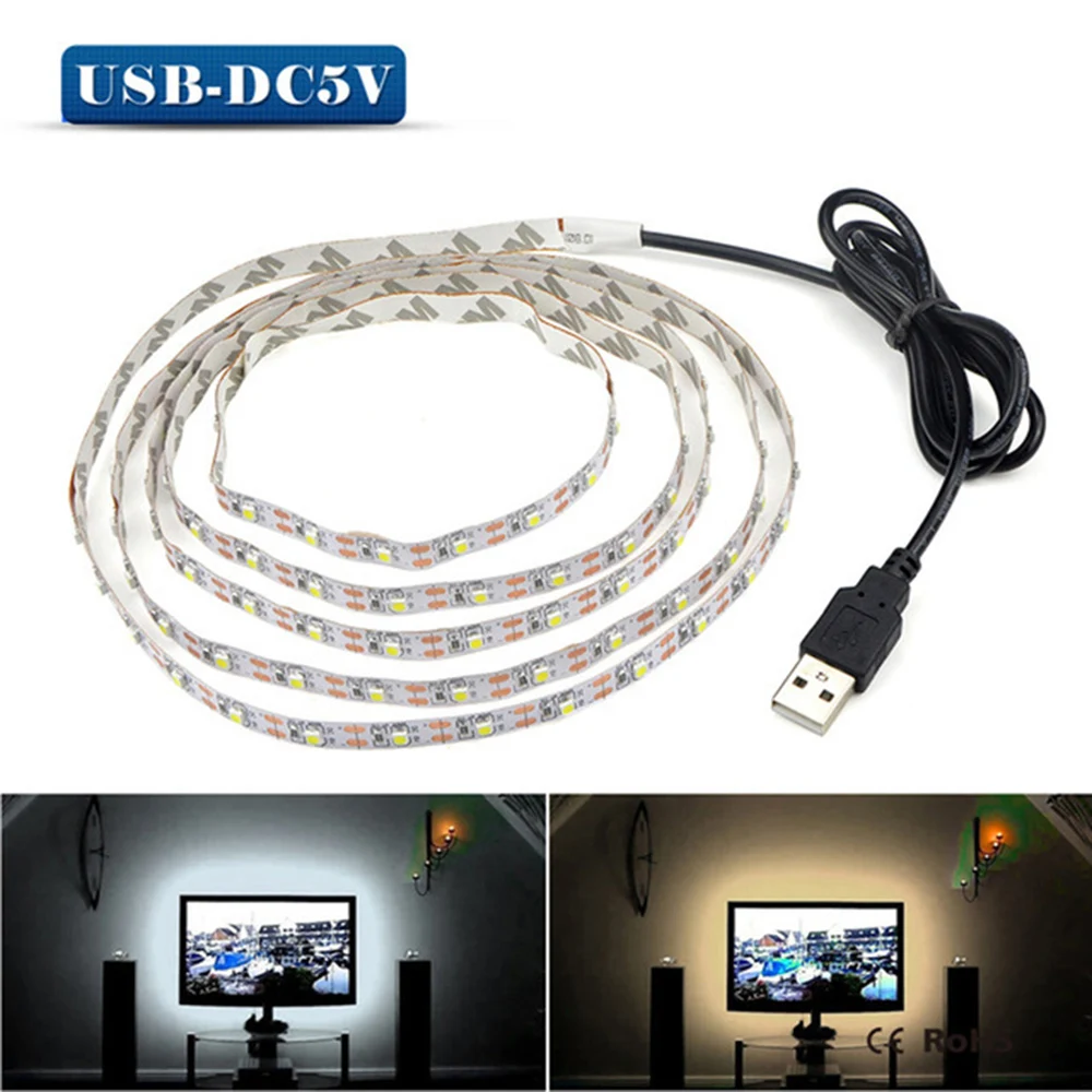 DC 5V USB listwy LED 2835 biała ciepła biała Tira taśma LED taśma oświetlenie tła do TV lampa dekoracyjna domu 1- 5m