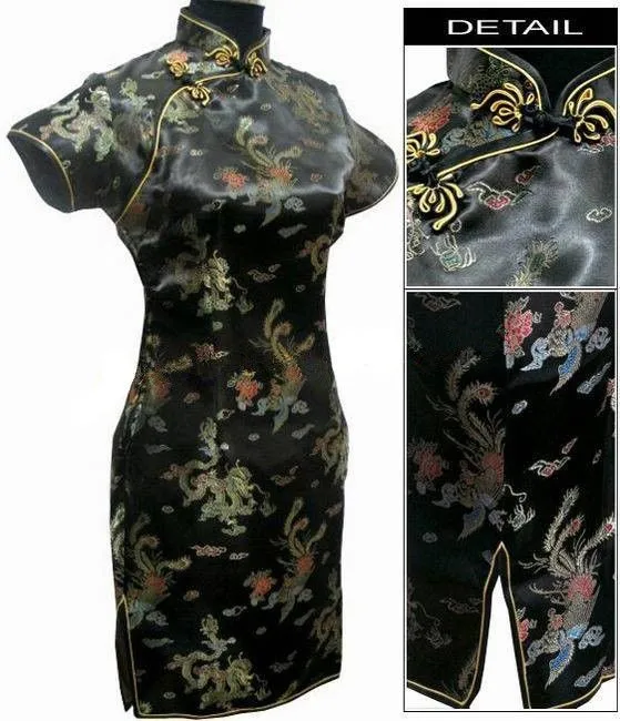 Mới Lạ Mini Sườn Xám Xanh Navy Vintage Phong Cách Trung Hoa Nữ Qipao Đầm Ngắn Truyền Thống Quan Cổ Áo Nữ Đầm Vestido